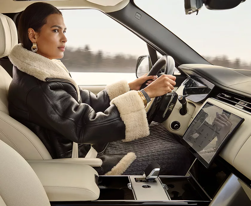 2027 Range Rover interior showing the front seating area