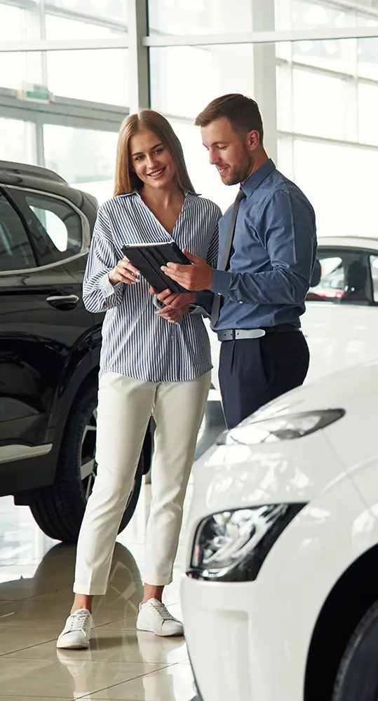 finance agent helping customer