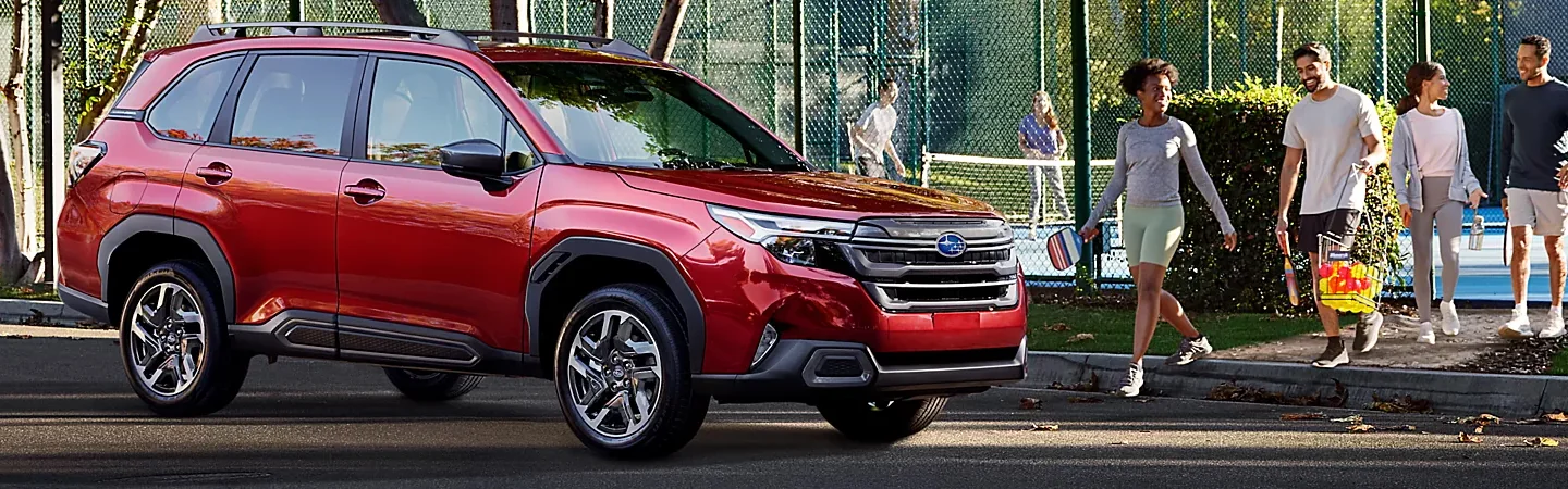 2025 Subaru Forester Configurations front side in red in Chattanooga, TN