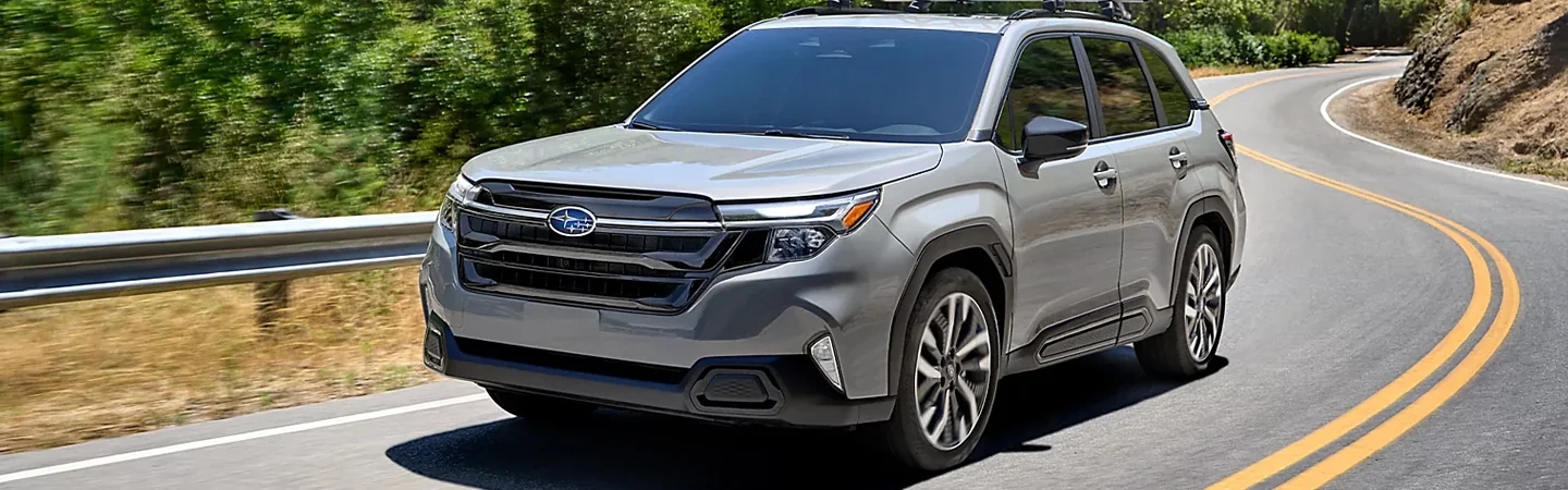 2025 Subaru Forester Configurations front side in silver in Chattanooga, TN