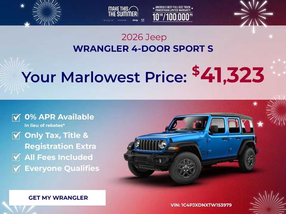 2026 Jeep Wrangler 4-DOOR SPORT S offer