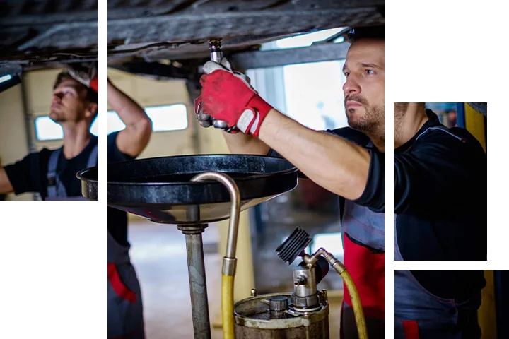 Oil change being done