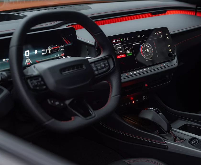 Vehicle interior showing the front seating area