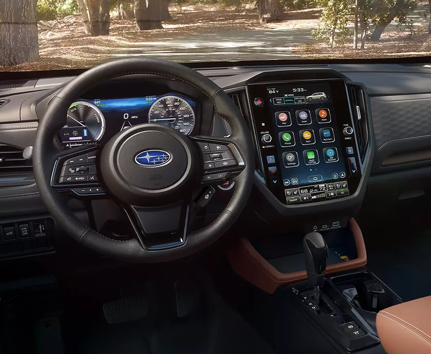 Vehicle interior showing the front seating area