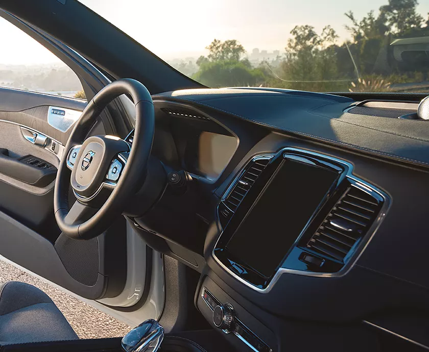 Vehicle interior view of the Volvo XC90 showing the dash area
