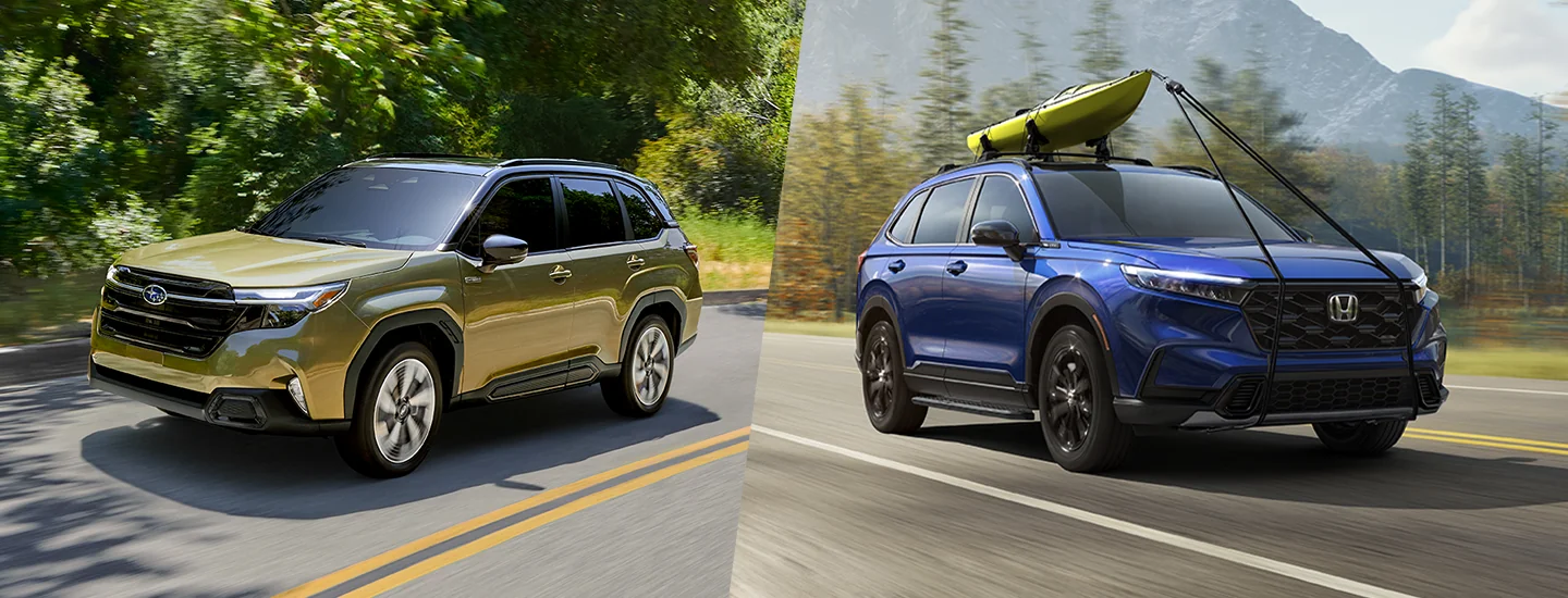 Subaru Forester Hybrid and Honda CR-V Hybrid side by side