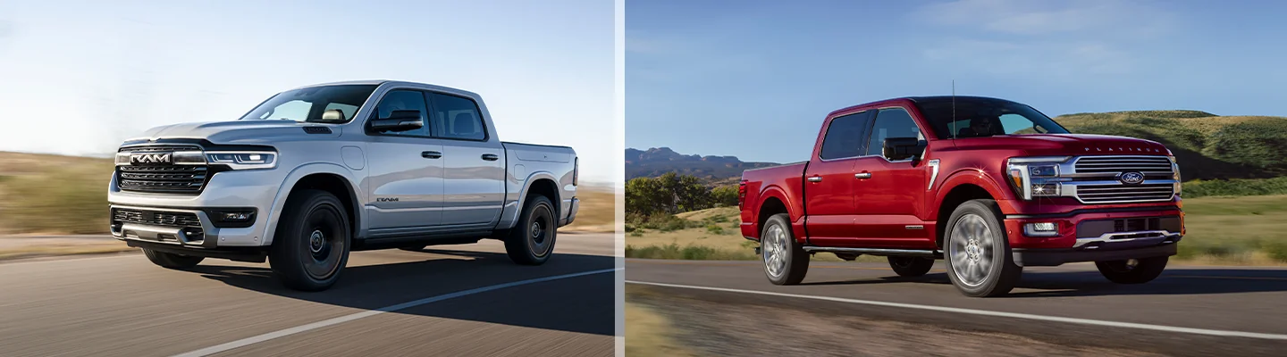 Side by side comparison of the Ram 1500 and Ford F-150