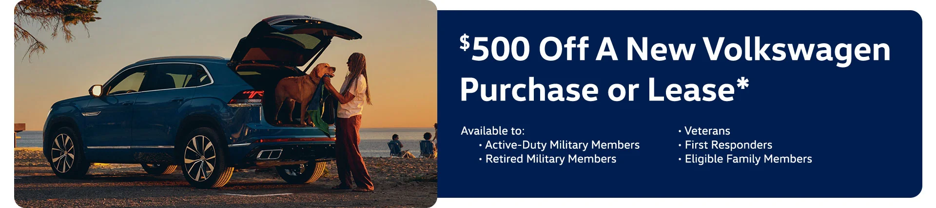 image banner $500 Off a new Volkswagen purhcase or lease