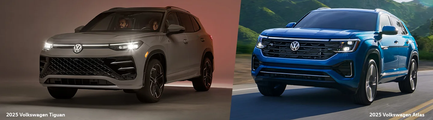 Side by side view of the 2025 VW Tiguan and Atlas