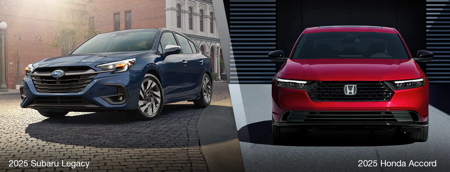 split view of a 2025 Subaru Legacy Touring XT and a Honda Accord