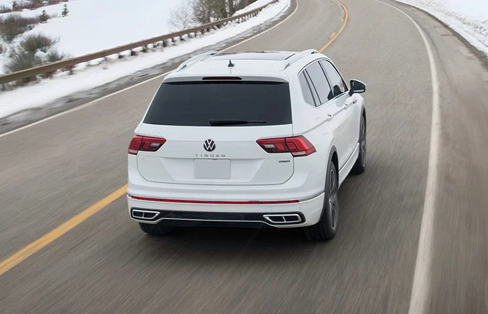 rear of white Tiguan