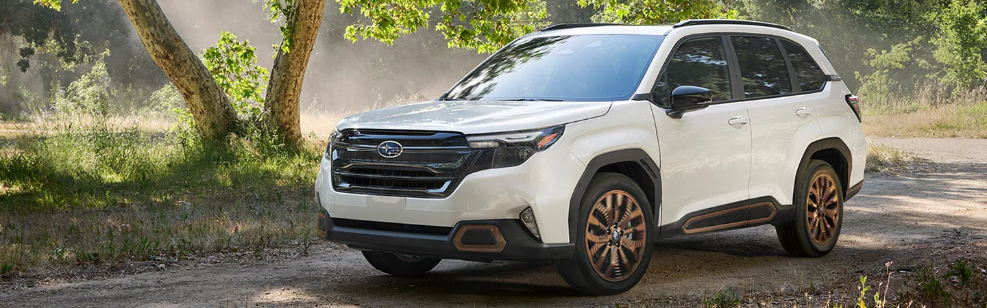 2025 Subaru Forester parked on a country road