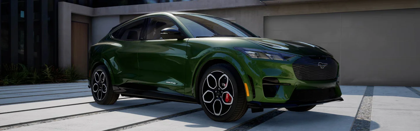 2024 Kia EV6 vs Ford Mustang Mach-E green color and side view