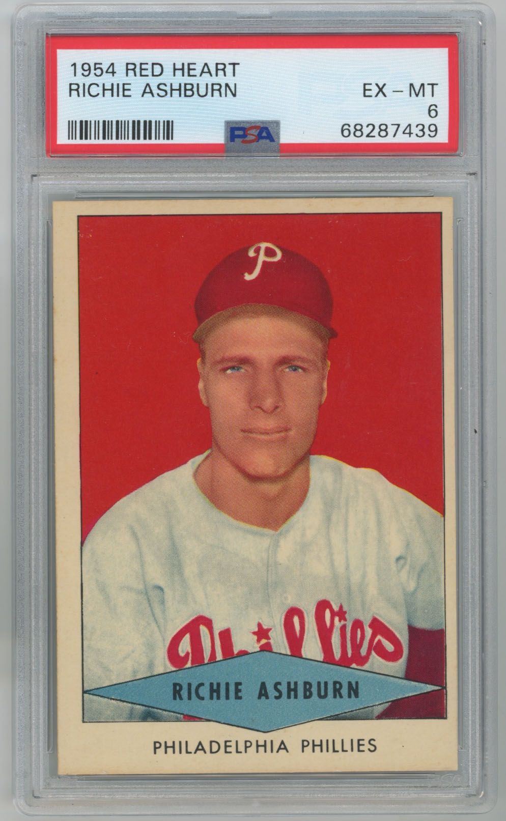 1954 Red Heart 1 Ashburn PSA 6
