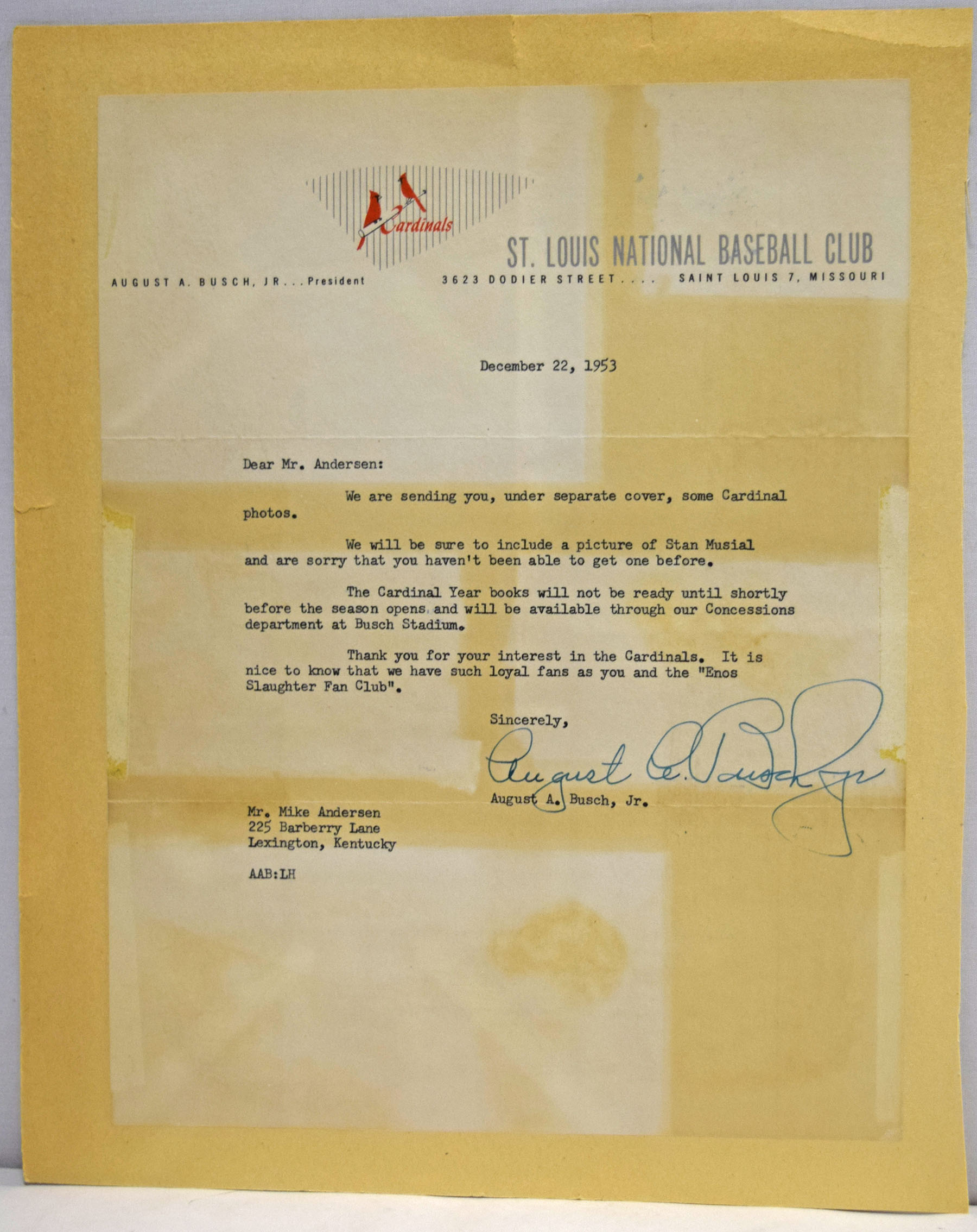 Letter  Busch, August Jr (1953 TLS) 9