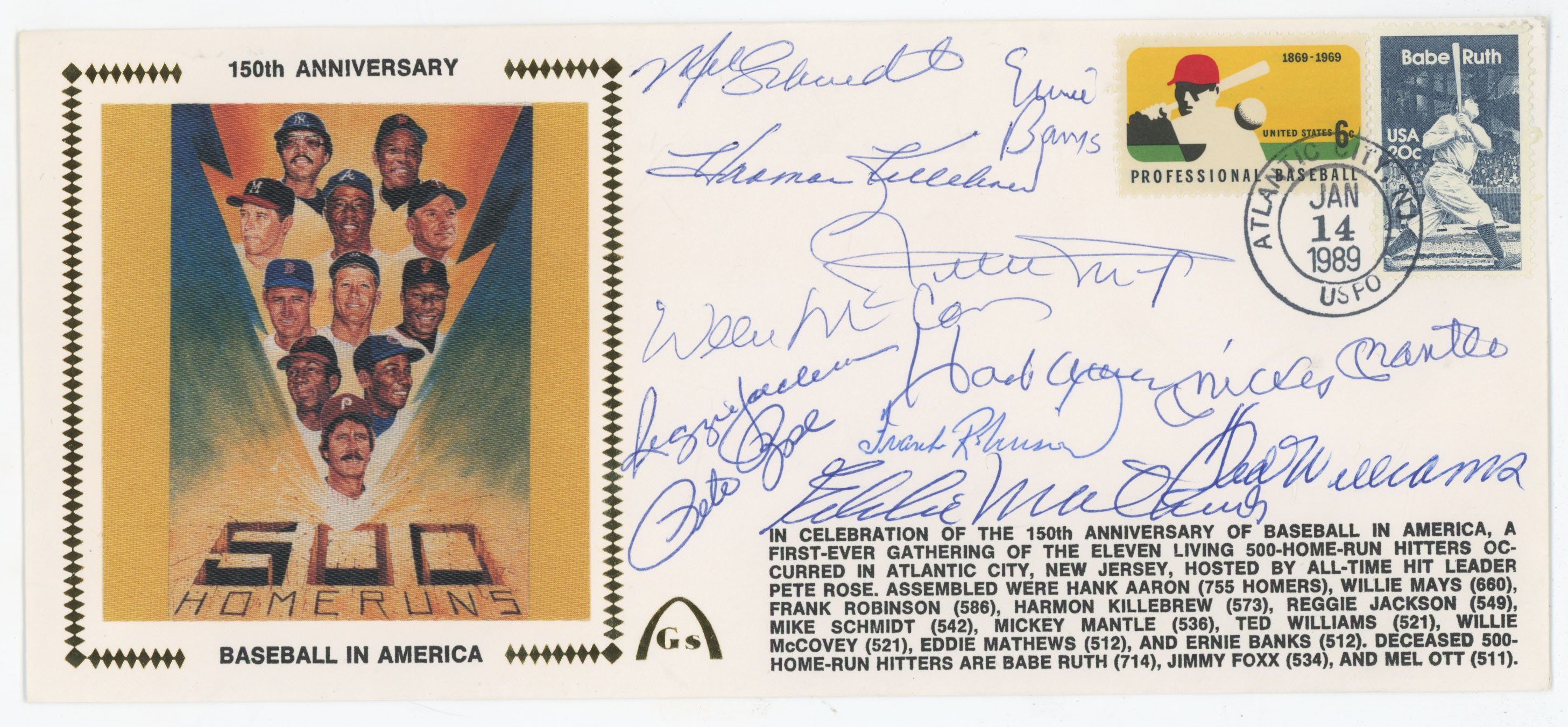 Cachet  500 Home Run Hitter Signed Large Format Cachet (11 sigs) 9