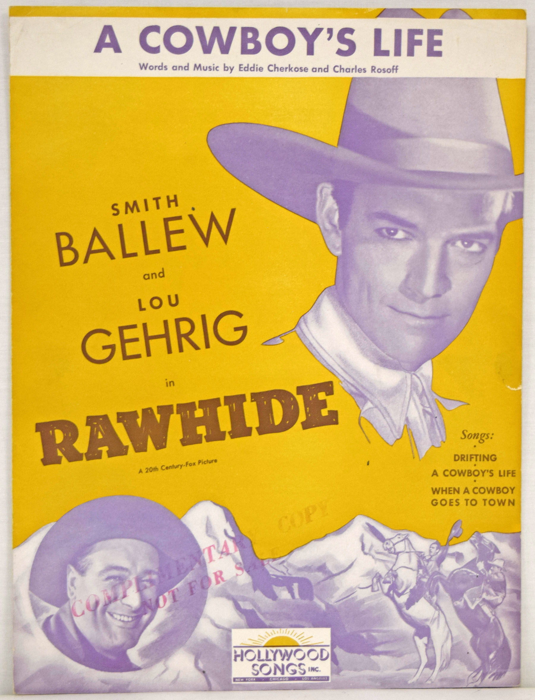 1938   Lou Gehrig Rawhide Movie Sheet Music