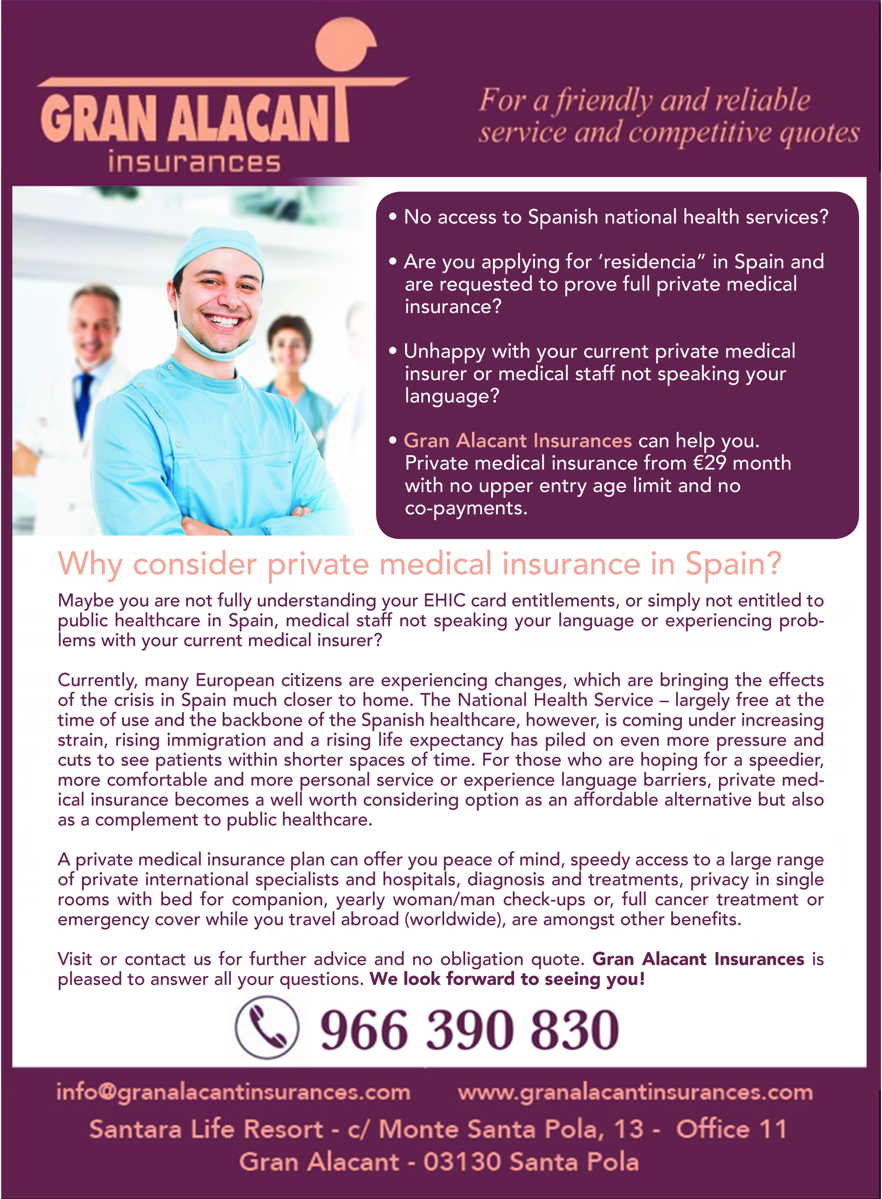 Why consider private medical insurance in Spain? Gran Alacant Advertiser