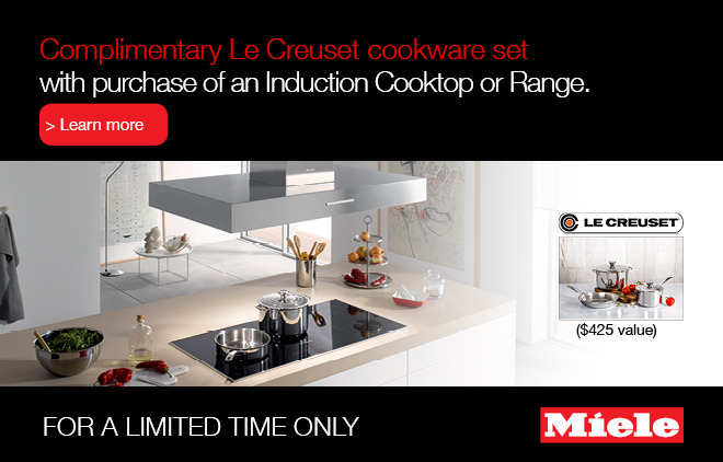The Impeccable Taste of Miele.  Now with the Le Creuset Cookware to Match.