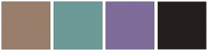 Color Scheme with #997F6B #6C9A97 #7F6C9A #251E1E