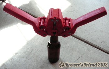 capping beer bottle