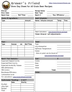 brew day sheet