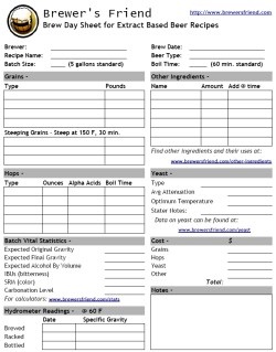 brew day sheet