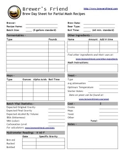 brew day sheet