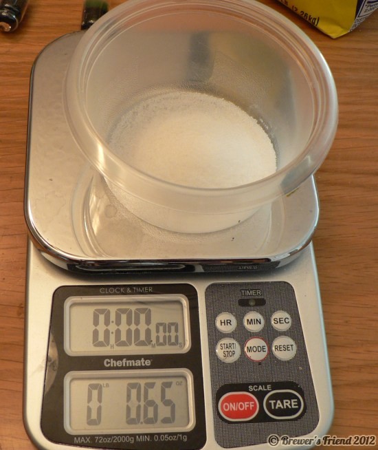 sugar solution for hydrometer calibration