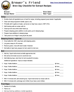 brewing extract checklist