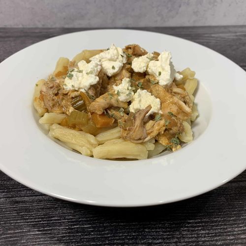 Cavatelli with Sous Vide Rabbit Sugo and Smoked Ricotta Recipe image