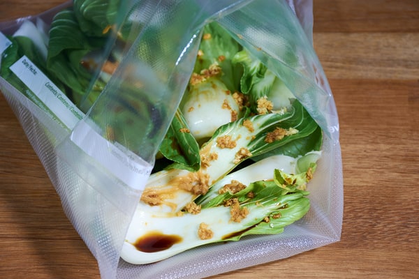 Sous vide bok choy bagged Sous vide bok choy bagged