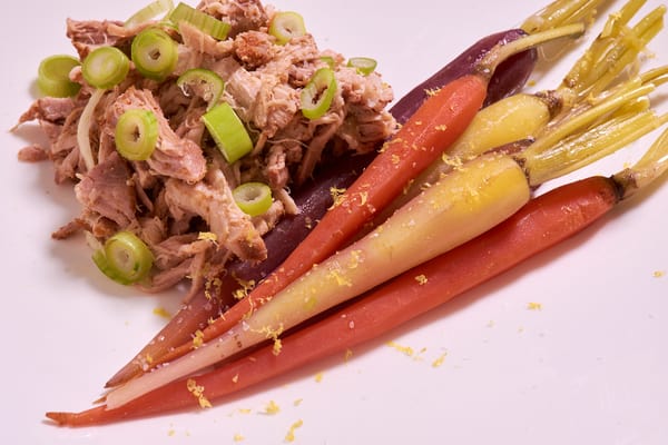 Sous vide carrots rainbow close plated Sous vide carrots rainbow close plated