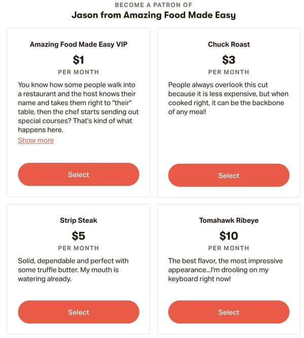 Patronage options food blogger Patronage options food blogger