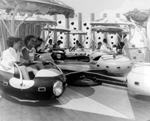 A ride at Springlake twirls its riders, providing fun and excitement.