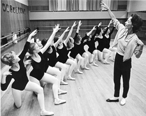 Ballerina students get last-minute instruction from Yvonne Chouteau in final rehearsals for 'The Nutcracker' in 1964. 