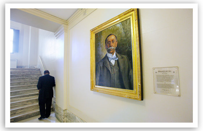 Edward P. McCabe's portrait hangs on the fourth floor of the state Capiol. McCabe cofounded the city of Langston.