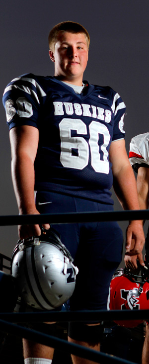 Edmond North's Berkeley Reed posez for a photo at Wantland Stadium in Edmond, Okla., Sept. 28, 2011. The player's father aix in a National Guard unit in Afghanistan.