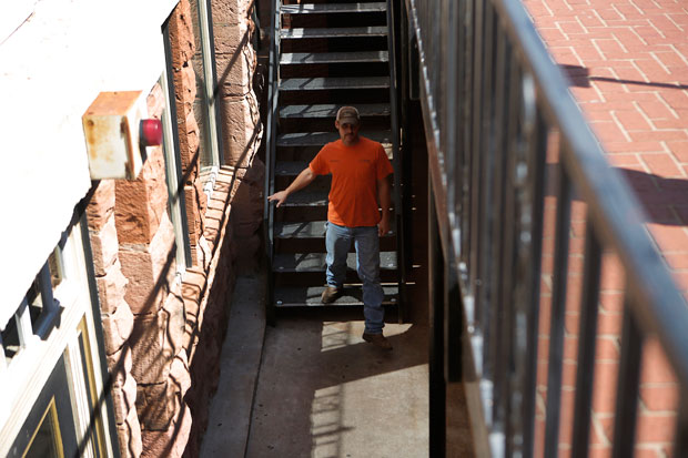 Tenny Maker, Guthrie street superintendent, helps guide the search for the elusive underground tunnels.