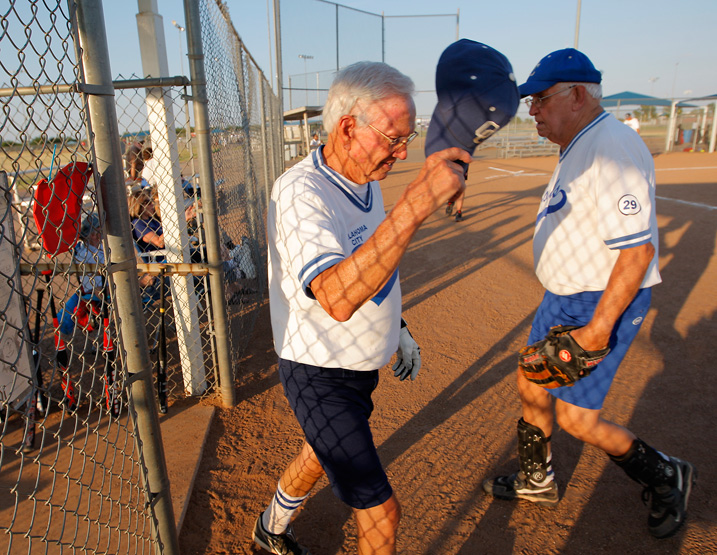 Warren Wood, the Royals pinch runner, takes the field