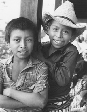 Tzutuhil Indian boys pose for picture, 1986. The Oklahoman archives.