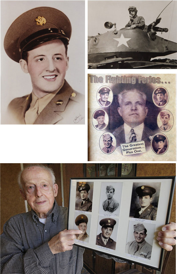 World War II veteran Guido Ferlo shows a photo of all six Ferlo brothers who fought in the war. 