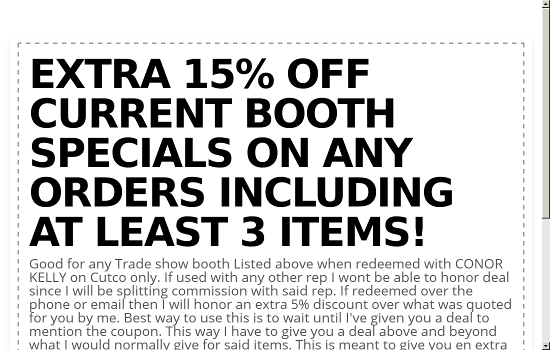 Cutco Cutlery coupon Extra 15 off Current Booth Specia... Couponler