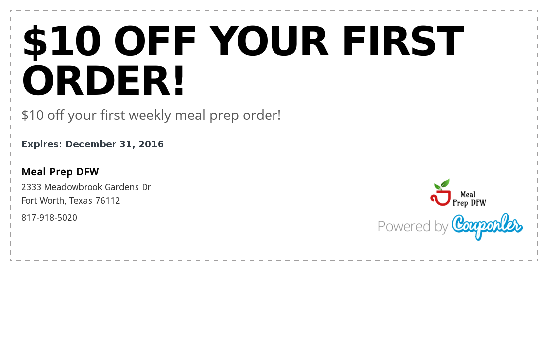 Meal Prep DFW Coupon 10 Off Your First Order Couponler