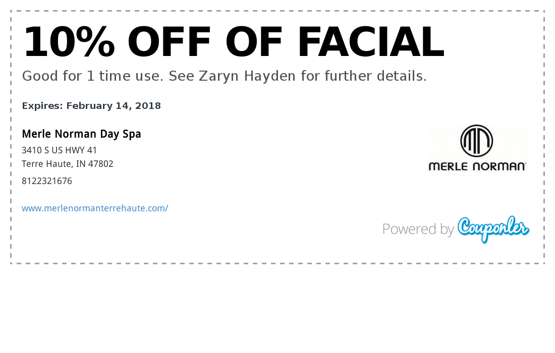 Merle Norman Day Spa Coupon 10 Off Of Facial Couponler