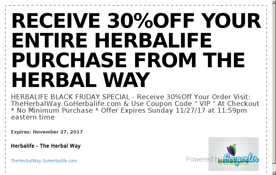 Herbalife The Herbal Way Coupon Receive 30 Off Your E Couponler