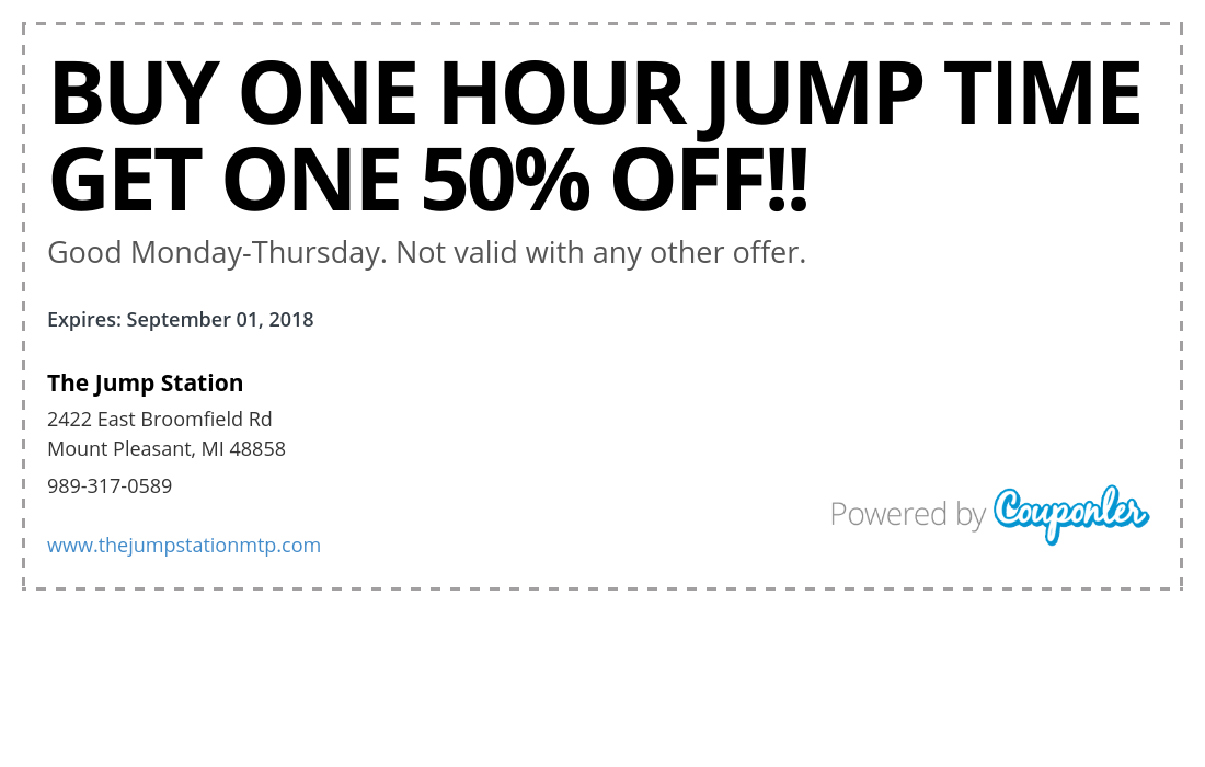 The Jump Station coupon Buy one hour jump time get one Couponler