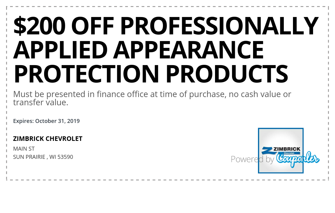 Zimbrick Chevrolet Coupon 200 Off Professionally App