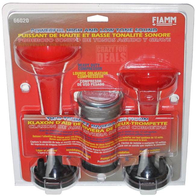 FIAMM 66020 2 Trumpet Car / Truck Air Horns with 12Volt Compressor Kit