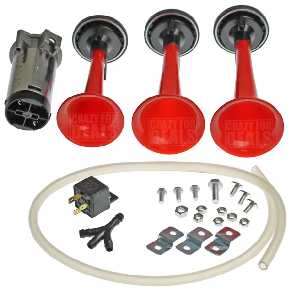 FIAMM 66030 3 Trumpet Car / Truck Air Horns with 12Volt Compressor Kit